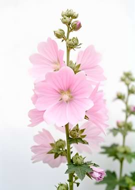 Pink Hollyhock Flowers