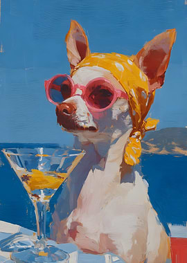 Chihuahua in Sunglasses with Martini