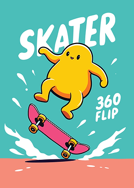 Cute Skater Doing a 360 Flip