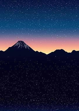 Mount Fuji at Night Sky