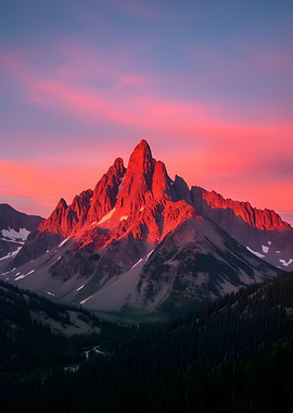 Mountain Peak at Sunset