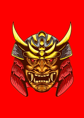 Samurai Mask with Horns