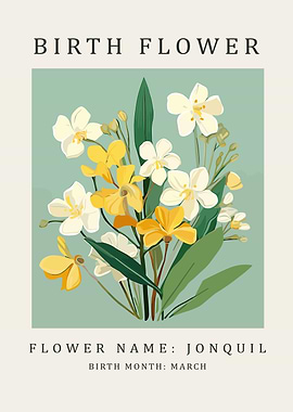 Jonquil Birth Flower Poster