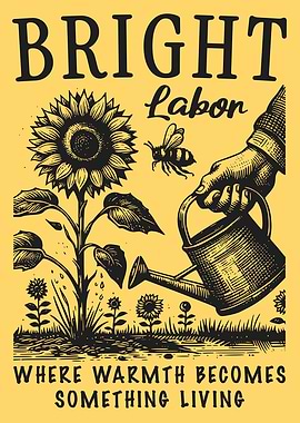 Sunflower Watering Vintage Engraving Botanical Poster Garden Growth Floral Wall Art