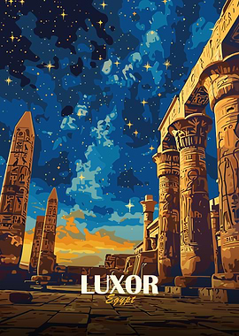 Luxor Egypt Ancient Ruins at Night