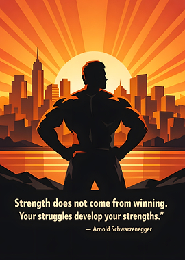 Arnold Schwarzenegger motivational cityscape