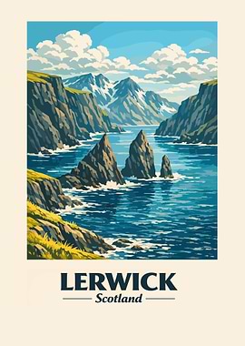 Vintage Lerwick Scotland Landscape