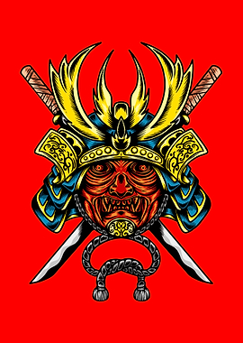Samurai Mask with Crossed Swords