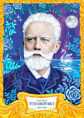 Tchaikovsky Portrait Poster, Romantic Composer Art Print, Music Classroom Decor, Classical Music Wall Art