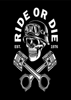 Skull With Pistons And Text