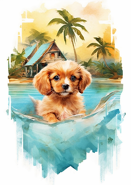 Puppy in a Tropical Setting