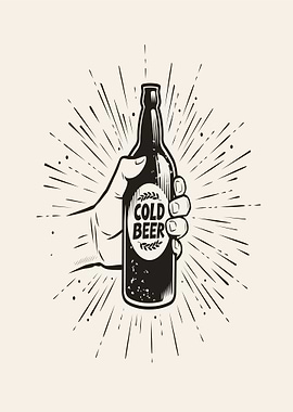 Hand Holding Cold Beer Bottle
