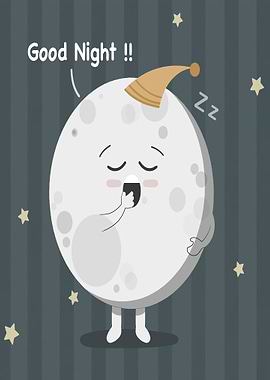 Cute Moon Yawning Good Night