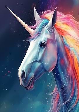Rainbow Mane Unicorn Portrait