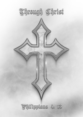 Through Christ Silver Cross Christian Faith Bible Verse