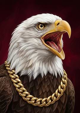 Bald Eagle with Gold Chain