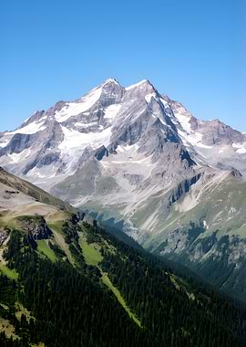 Majestic Mountain Peak Under Blue Sky