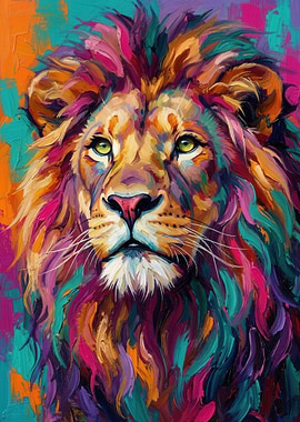 Vibrant Lion Portrait