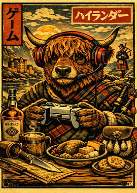 Highlander Highland Cow Gamer