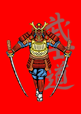 Samurai Warrior with Swords