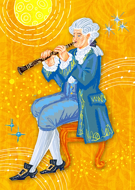 Man playing clarinet in historical attire