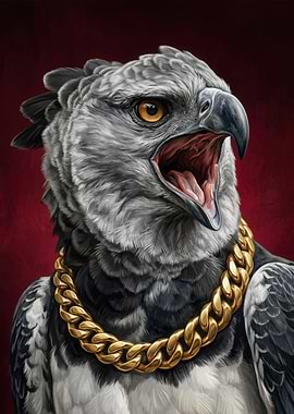 Harpy Eagle with Gold Chain