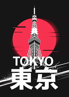 Tokyo Tower with Japanese Text