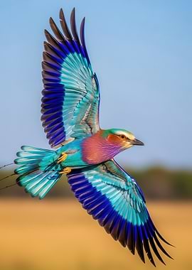 Lilac-breasted Roller in Flight