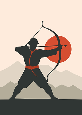 Archer aiming at the sun