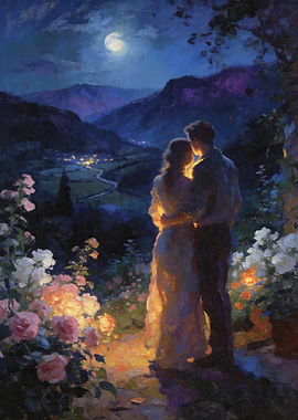 Romantic Couple Under the Moonlight