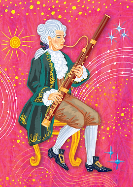 Baroque Musician Playing Bassoon