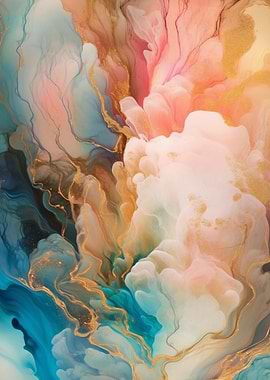 Abstract Swirls of Color and Gold