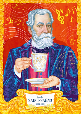 Saint-Saens Portrait Art Print, Romantic Composer Poster, Music Classroom Decor, Classical Wall Art