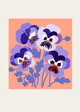 Purple Pansy Floral Illustration