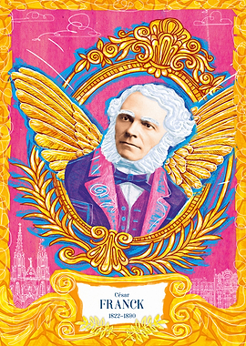 Cesar Franck Portrait Art Print, Romantic Composer Poster, Music Classroom Decor with Ornate Frame