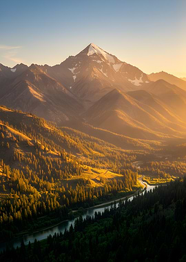 Golden Hour Mountain Landscape