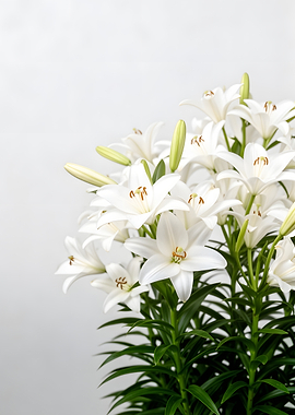 White Lilies with Green Stems