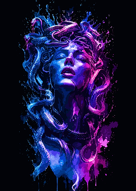 Medusa with Snakes and Splashes