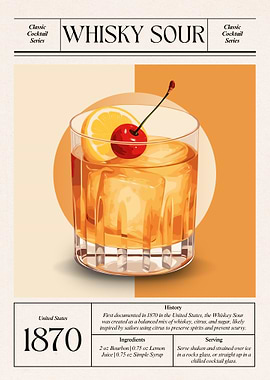 Vintage Whisky Sour Cocktail – Classic 1870 American Icon