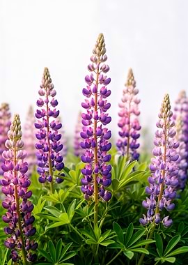 Purple and pink lupine flowers