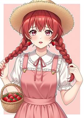 Anime Girl with Strawberries