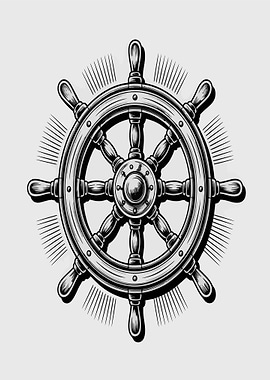 Vintage Ship's Wheel Illustration