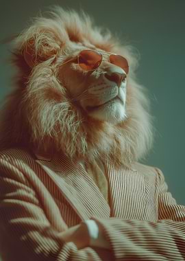 Lion in Sunglasses and Suit