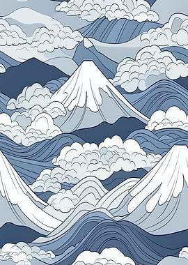 Japanese Mountain and Wave Pattern