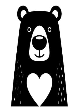 Cute Black Bear with Heart