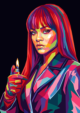 Rihanna Pop Art Portrait with Lighter