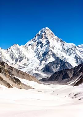 Majestic Snow-Capped Mountain Under Blue Sky