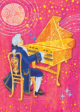 Classical Composer Playing Harpsichord