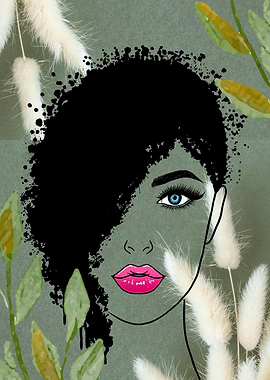 Abstract Portrait with Floral Elements
