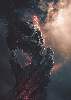 Fiery Skull Hand